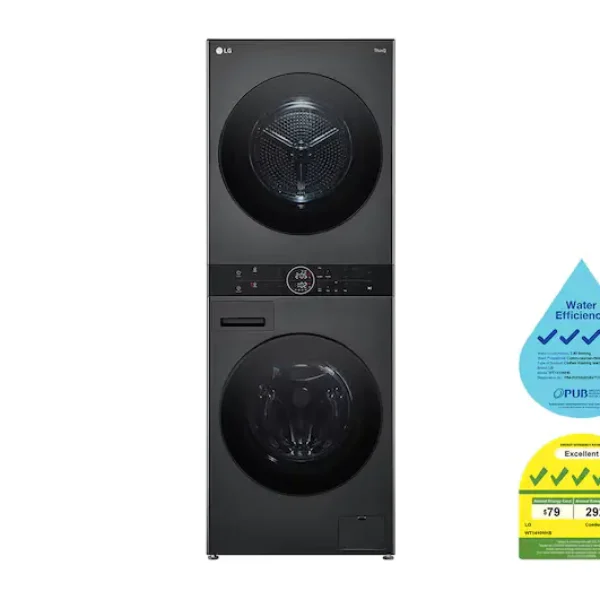 LG WashTower™ 14kg/10kg All-in-One AI Smart Washer Dryer - Black Steel
